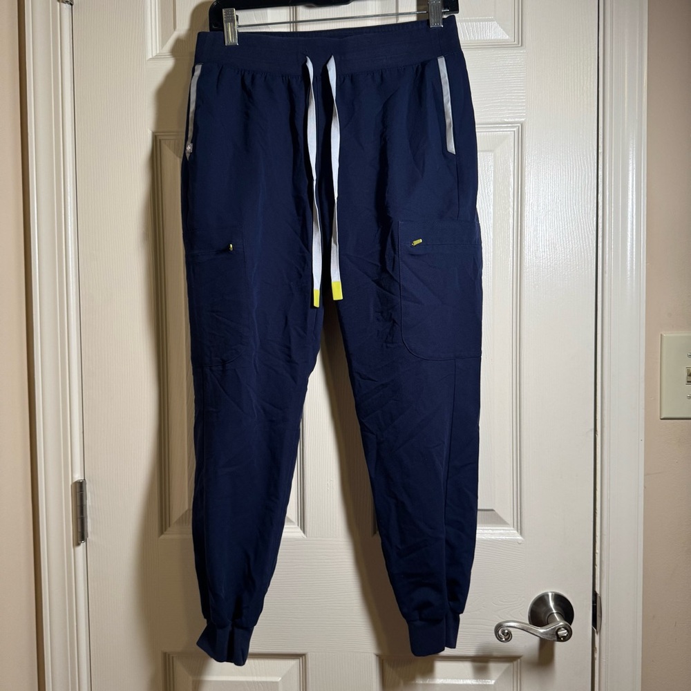 Figs Navy Blue Track Pants with White Accents